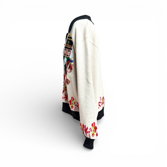QUEEN OF SPARKLES Festive Nutcracker Cardigan - Black, White, Red - Picture 4 of 9